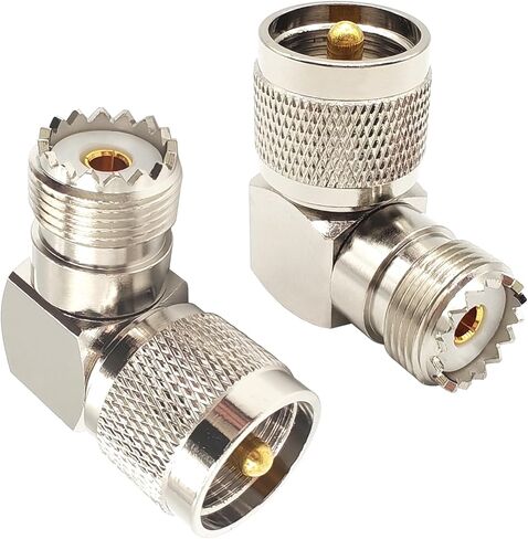 UHF Male to Female 90 Degree Coaxial Connector PL259 to SO239 Right Angle Coax Adapter for CB Radios Antennas 2PCS in Kuwait