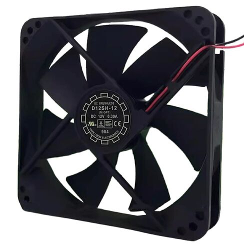 D12SM-12 D12SH-12 12V 0.30A 120MM - 12CM 12025 مروحة تبريد بسلكين 120X120X25MM، أسود in Kuwait