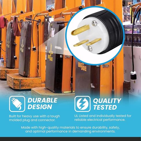 IronBox Electric - Heavy Duty NEMA 6-15P to 2X C13 Splitter Power Y Cable - Rated for 15A 250V - 14/3 AWG Jacket - Durable Y Splitter Power Cable - Ideal for Industrial and Commercial Use (5 feet) in Kuwait