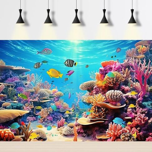 Underwater Backdrop Under The Sea Paradise Tropical Fish and Coral Reef Photography Background Breathtaking Fish Groups Deep Ocean with Sunbeams Backdrops Aquatic Theme Backgrounds Props 20x10ft in Saudi Arabia