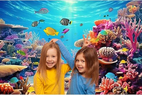 Underwater Backdrop Under The Sea Paradise Tropical Fish and Coral Reef Photography Background Breathtaking Fish Groups Deep Ocean with Sunbeams Backdrops Aquatic Theme Backgrounds Props 20x10ft in Saudi Arabia