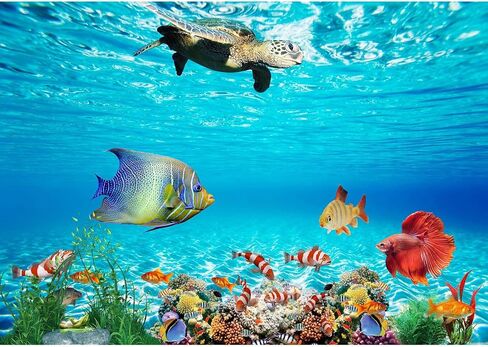 Underwater Backdrop Under The Sea Paradise Tropical Fish and Coral Reef Photography Background Breathtaking Fish Groups Deep Ocean with Sunbeams Backdrops Aquatic Theme Backgrounds Props 20x10ft in Saudi Arabia