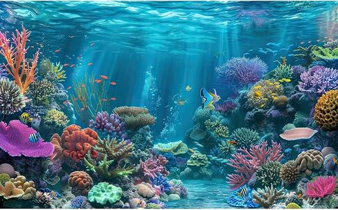 Underwater Backdrop Under The Sea Paradise Tropical Fish and Coral Reef Photography Background Breathtaking Fish Groups Deep Ocean with Sunbeams Backdrops Aquatic Theme Backgrounds Props 20x10ft in Saudi Arabia