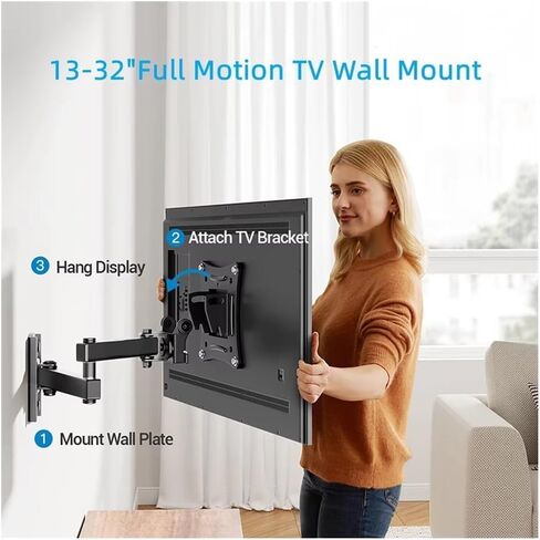 Monitor Stand Full Motion TV Monitor Wall Mount Bracket Articulating Arm Swivel Tilt Extend Swivel Fits Most 10-26 Inch Flat Sn Curved TVs 27 inch Monitor Stand in Kuwait