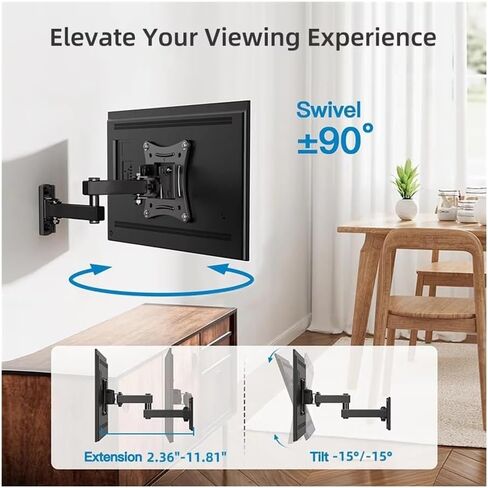 Monitor Stand Full Motion TV Monitor Wall Mount Bracket Articulating Arm Swivel Tilt Extend Swivel Fits Most 10-26 Inch Flat Sn Curved TVs 27 inch Monitor Stand in Kuwait