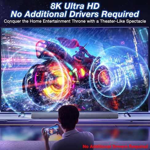 كابل USB C إلى HDMI 2.1 بطول 6 أقدام، 8K@60 هرتز 4K@240 هرتز Thunderbolt 3/4 متوافق مع MacBook Pro/Air، iPad Pro، iPhone 16/17، يدعم HDCP 2.3 وHDR10، سرعة عالية 48 جيجابت في الثانية لـ XPS، Galaxy S24، شاشة الألعاب in Kuwait