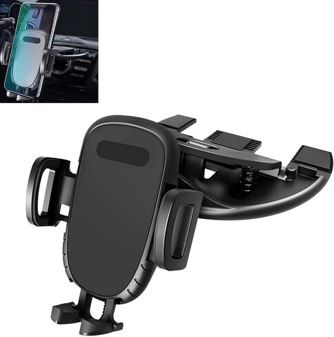 Car CD Port Phone Holder, 360 Degree Adjustment Cell Phone Navigation Mount, Anti-slip Automatic Lock CD Slot Smartphones Holder, Universal Accessories for Most Cars (Black #0) in Kuwait