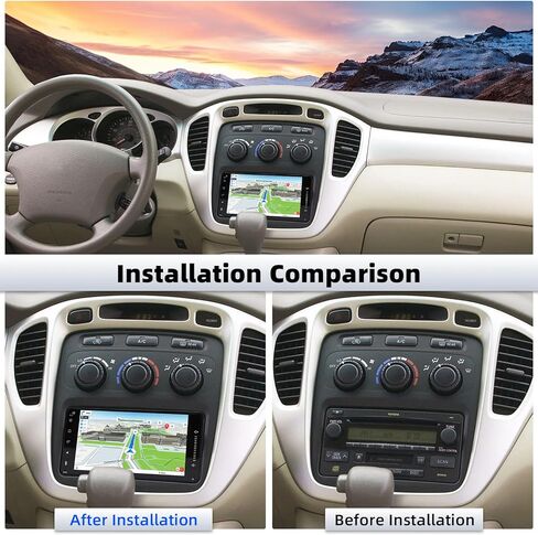 7'' Android Car Sereo for Toyota Highlander 2001 2002 2003 2004 2005 2006 2007, Touch Screen Receivers Dash for Highlander with Carplay Android Auto, Bluetooth Mirrorlink WiFi GPS SWC Backup Camera in Kuwait