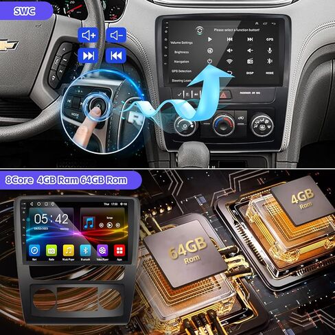 4+64G Car Radio for Chevrolet Chevy Traverse 9 inch Touch Screen 2013 2014 2015 2016 2017 Stereo,Wireless Carplay/WiFi/Bluetooth/EQ Audio/Andriod Auto/AM/FM/Navigation/AHD Camera in Kuwait