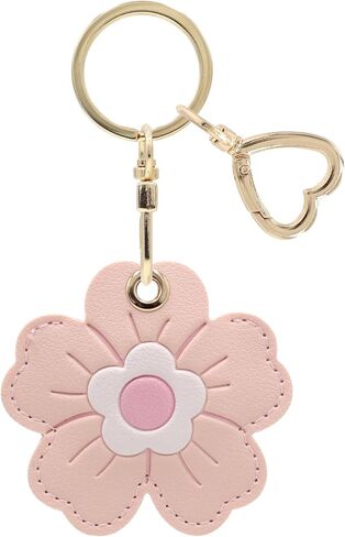 MC Fashion PU Leather Keychain Holder Case Compatible with AirTag, Cute 3D Floral Protective GPS Tracker Case Charm (Purple) in Kuwait