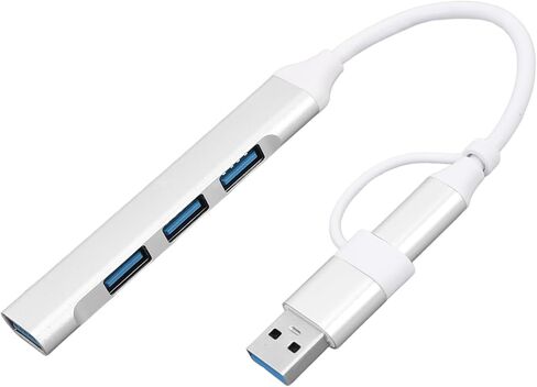 محول محور USB C، محور 2 في 1 مع 4 منافذ USB، سبيكة ألومنيوم من النوع C وUSB إلى 4 × محور USB لمحرك لوحة مفاتيح الكمبيوتر المحمول والماوس in Kuwait