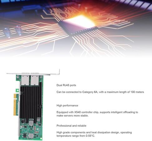 بطاقة شبكة CUIFATI Dual RJ45 Port 10Gb، وحدة تحكم X540 T2، PCIe 3.0 X8، متوافقة مع Linux ESXi، مع دعامة ملف تعريف، لمركز بيانات الخادم in Kuwait
