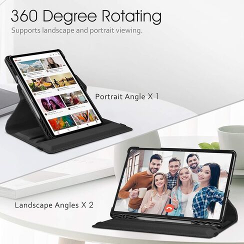 حافظة Fintie دوارة لهاتف Samsung Galaxy Tab S8 Plus 2022/S7 FE 2021/S7 Plus 2020 مقاس 12.4 بوصة مع حامل قلم S، غطاء حامل دوار 360 درجة للنوم/الاستيقاظ التلقائي، أسود in Kuwait