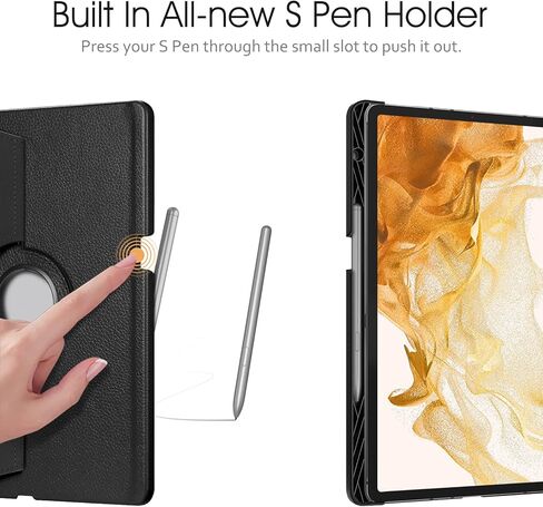 حافظة Fintie دوارة لهاتف Samsung Galaxy Tab S8 Plus 2022/S7 FE 2021/S7 Plus 2020 مقاس 12.4 بوصة مع حامل قلم S، غطاء حامل دوار 360 درجة للنوم/الاستيقاظ التلقائي، أسود in Kuwait