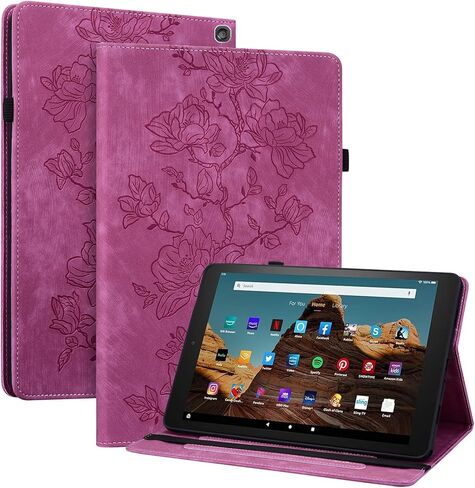 Case for Amazon Fire HD 10 and 10 Plus Tablet (13th/11th Generation, 2023/2021 Release), Slim PU Leather Folio Cover with Multi-Angle Stand and Pen Holder, Purple in Saudi Arabia