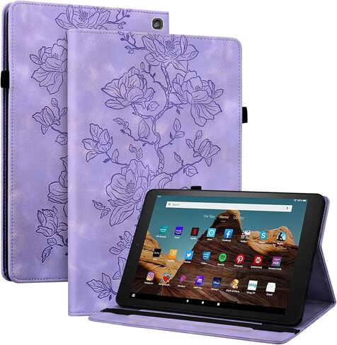 Case for Amazon Fire HD 10 and 10 Plus Tablet (13th/11th Generation, 2023/2021 Release), Slim PU Leather Folio Cover with Multi-Angle Stand and Pen Holder, Purple in Saudi Arabia