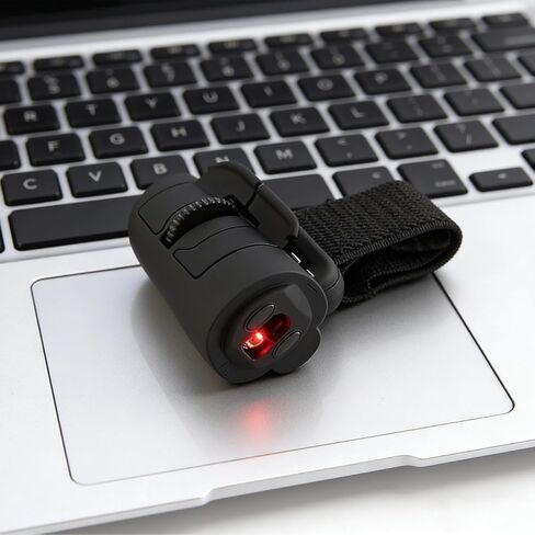ماوس حلقة إصبع لاسلكي USB بتردد 2.4 جيجا هرتز، ماوس ضوئي صغير كسول 1600 نقطة في البوصة، التوصيل والتشغيل، تصميم مريح، لا حاجة إلى لوحة ماوس للكمبيوتر الشخصي والكمبيوتر المحمول وسطح المكتب (أسود) in Kuwait