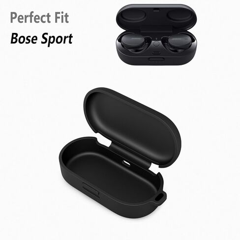حافظة سيليكون Geiomoo لسماعات Bose Sport Earbuds 2020 (غير مناسبة لـ Bose QuietComfort 2020)، غطاء حماية ناعم ومرن مقاوم للخدش مع حلقة تسلق (أسود) in Kuwait