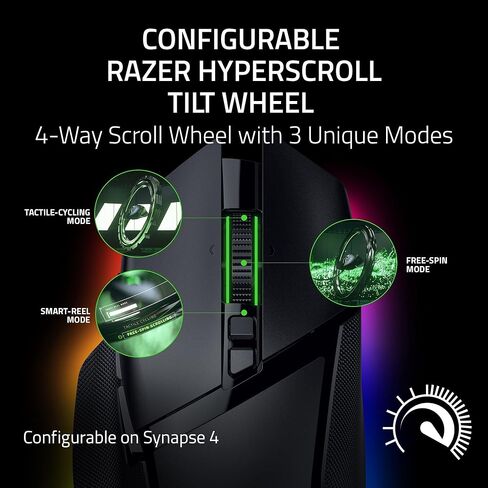 Razer Basilisk V3 Pro 35K - Fully Customizable Wireless Ergonomic Gaming Mouse with Chroma RGB - 35K Optical Sensor (Configurable Tilt Wheel, 13 Customizable Controls) Black (Renewed) in Kuwait