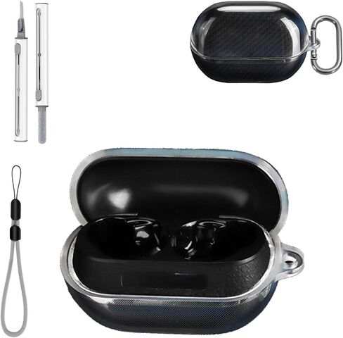 for SOUNDPEATS H3 Case Cover with Cleaner Kit, Clear Soft TPU Protective Case Cover with Keychain & Lanyard，Full Protective Case -Clear in Kuwait