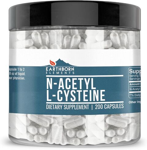 Earthborn Elements NAC N-Acetyl L-Cysteine ​​200 كبسولة، نقية وغير مخففة، بدون إضافات in Saudi Arabia