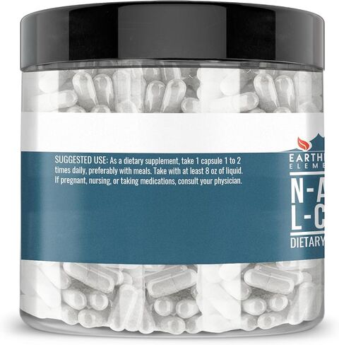 Earthborn Elements NAC N-Acetyl L-Cysteine ​​200 كبسولة، نقية وغير مخففة، بدون إضافات in Saudi Arabia