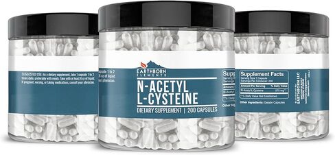 Earthborn Elements NAC N-Acetyl L-Cysteine ​​200 كبسولة، نقية وغير مخففة، بدون إضافات in Saudi Arabia