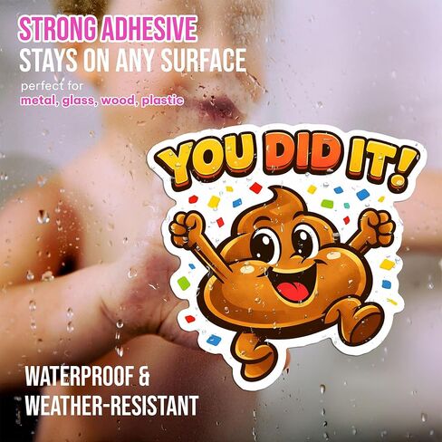 3PCS Potty Training Stickers for Kids, Funny Poop Emoji “You Did It" Reward Stickers, Waterproof Vinyl Potty Stickers for Potty Training, Pee Stickers, Poop Party Decorations, Emoji Stickers for Kids in Kuwait