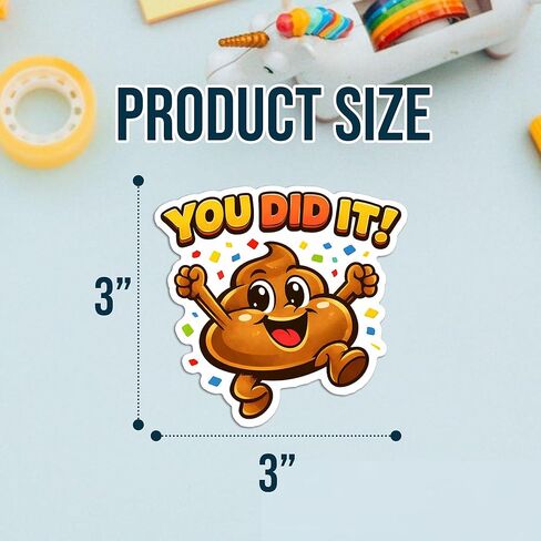 3PCS Potty Training Stickers for Kids, Funny Poop Emoji “You Did It" Reward Stickers, Waterproof Vinyl Potty Stickers for Potty Training, Pee Stickers, Poop Party Decorations, Emoji Stickers for Kids in Kuwait