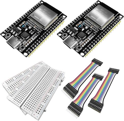 2PCS ESP-WROOM-32 DevKits Type-C CP2102 2.4GHz Dua-Mode WiFi + Bluetooth Dual cores Microcontroller Processor Integrated with Antenna RF AMP Filter AP STA for Ardunio IDE 38PINS in Saudi Arabia
