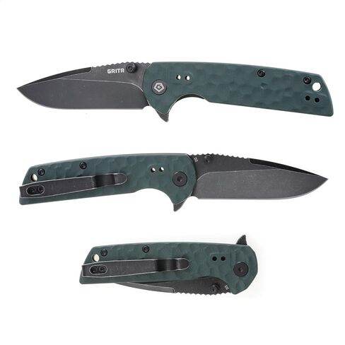 سكين GRITR Stealth Mini القابل للطي مع شفرة فولاذية D2 مقاس 2.75 بوصة، ومقبض G10 محكم ومشبك حزام للتخييم، والمشي لمسافات طويلة، والحمل اليومي، والاستخدام الخارجي - مقبض أسود، لمسة نهائية مصقولة بالحجر in Kuwait