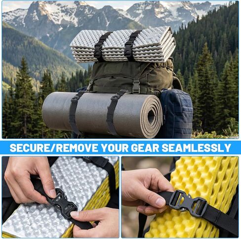 Gjinxi Backpack Straps, 2 Pcs Belt Key Holder Adjustable Compression Tie Down Straps Compression Fastening Strap for Gear Accessories, Rucksack, Tripod in Kuwait