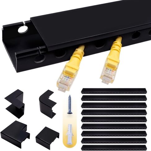 Cable Raceway Kit,139 Inch Open Slot Cable Management Kit with Upgraded Snap Structure,Under Desk Cord Organizer with Cable Management System for Network/PC/TVs 15.7" X 1.57" X 0.79" X 9PCS in Kuwait