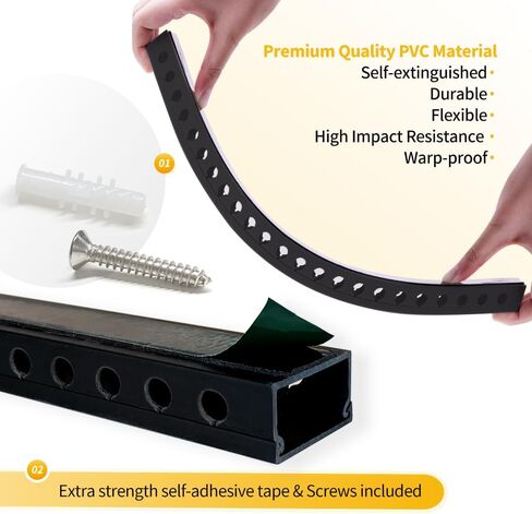 Cable Raceway Kit,139 Inch Open Slot Cable Management Kit with Upgraded Snap Structure,Under Desk Cord Organizer with Cable Management System for Network/PC/TVs 15.7" X 1.57" X 0.79" X 9PCS in Kuwait