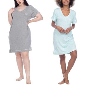 Honeydew Ladies' 2-Pack Sleep Shirt (Ht.Grey/Moonfish Leopard, X-Large)