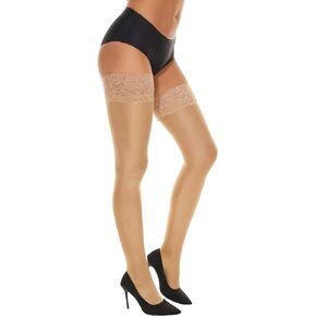CozyWow Womens Thigh High Stockings Stay Up Silky Sheer Pantyhose with Silicone Lace Top