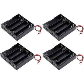DC 14.8V 4 Slot 4 Series 18650 Battery Holder Box Case with 2 Leads and Spring (Pack of 4)