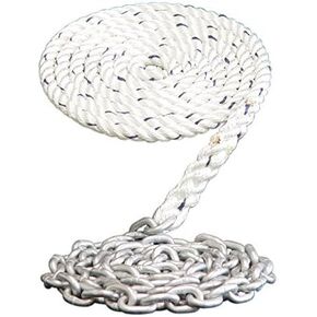 Windlass Anchor Rode- 1/2" 3 Strand Nylon Splice to 15' - 1/4" Galvanized Chain (100')