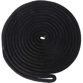 Docking Lines Double Braided Nylon Black Docking Lines 5/8 Inch 25 FT, 50 FT Mooring Rope with 12" Eyelet Anchor Line Boat Accessories