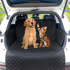 SUV Cargo Liner for Dogs Waterproof Pet Cargo Cover Non-Slip Dog Seat Cover Cargo Liner Mat with Bumper Flap Protection, Universal Size Fit for Sedans Vans, Black