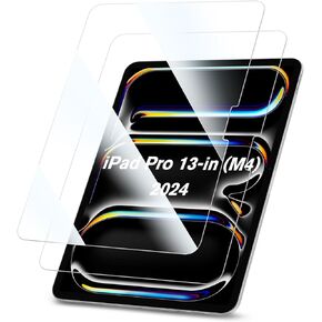 Fintie 2-Pack Screen Protector for iPad Pro 13-inch (M4) 2024, 9H Tempered Glass Film, Anti Scratch, Premium HD Clear & Case Friendly