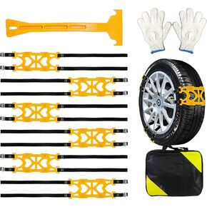 VViViD 6 Snow Chains Winterizing Road Kit, with Gloves, Snow Scraper and Carry Bag