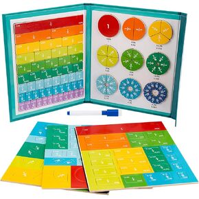 Magnetic Fraction Educational Puzzle Fraction Tiles and Circles, Equip Magnetic Score Disk Demonstrator,Math Manipulatives Enhance Early Primary School Students Mathematical Skills