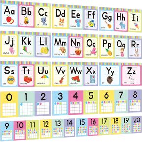 Alphabet Line ABC Number 0-20 Colors and Shapes Wall Decorations for Pre-School Kindergarten Elementary Classroom Nursery Homeschool