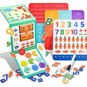 Magnetic Fraction Tiles & Fraction Circles,Fractions manipulatives Educational,Learning Games for Elementary School,Math Manipulatives for Elementary School Early Math Skills. (3 in 1)