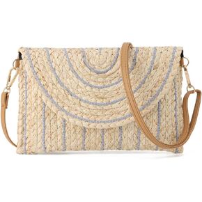 KUANG! Straw Shoulder Bag for Women Woven Purse Beach Envelope Clutch Straw Wallet Crossbody Bag
