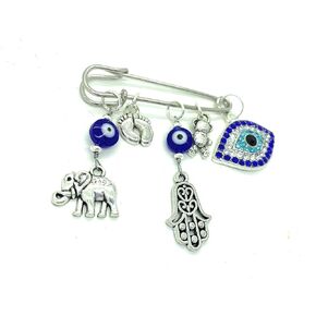 Blue Evil Eye Hamsa Stroller Pin for shower gift