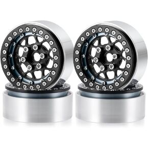 RCLIONS 4PCS Aluminum 1.9" Beadlock Wheels Rims Upgrades for Axial SCX10,SCX10 II AXI90046,SCX10 III,TRX4 1/10 RC Crawler Car Accessories Parts (Black+Red)