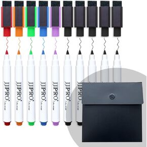 JJPRO Ultra Fine Tip Magnetic Dry Erase Markers,Extra Fine Point Dry Erase Markers for Planning Whiteboard,Acrylic Calendar Boards,10 Count 6 Assorted Colors Whiteboard Markers for Refrigerator