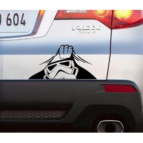 Stormtrooper Peeking Decal Vinyl Sticker Auto Car Truck Wall Laptop | Black | 4" Wide